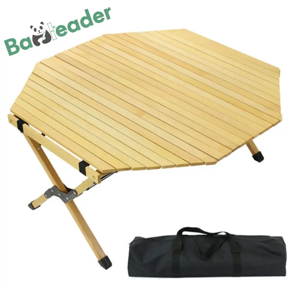 Portatile pieghevole di bambù tavolo da campeggio Multi-funzionale in legno all'aperto tavoli da Picnic in bambù ottagonale rotolo di uova tavolo per Picnic