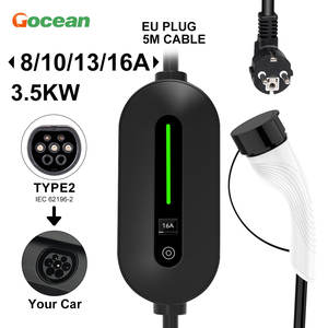 Type2 taşınabilir elektrikli araç şarjı 3.5kw 16A elektrikli araç şarjı tek fazlı 5M kablo uzunluğu taşınabilir şarj elektrikli araç için hibrid araba - Product Image 1