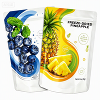 Sachet Doypack Mylar Personnalisé Imprimé pour Fruits Lyophilisés, avec Fermeture Ziplock Argentée et Fenêtre Transparente, pour Emballage Alimentaire