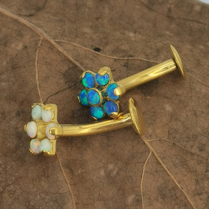 <span class=keywords><strong>Christina</strong></span> G23 ensemble de broches à filetage interne nombril <span class=keywords><strong>Piercing</strong></span> bijoux anneau Calendo personnalisé ASTM F136 titane opale fleur - Product Image 2