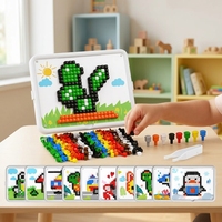 Rompecabezas de Plástico 3D con Forma de Hongo, Juego de Arte Mosaico DIY, Juguete Educativo de Tablero de Píxeles para Niños de 5 a 7 Años