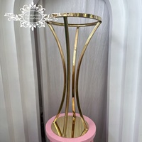 Centre de table de mariage en métal doré inoxydable, décoration de table de luxe, supports à fleurs