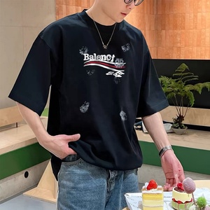 Tùy Chỉnh 250gsm Nặng 100% Hữu Cơ Bông Thư In Giản Dị Phổ T-Shirt Quá Khổ Sang Trọng Vòng Cổ Áo Phông Bán Buôn - Product Image 5