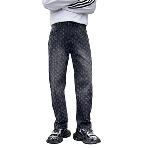 Pantalones de mezclilla con forro polar y estampado de estrellas 3D American Vintage para hombre 2025 | Pantalones lavados a la piedra de pierna ancha para Otoño e Invierno - Product Image 5