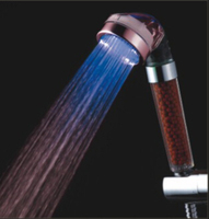 Pommeau de douche LED à contrôle de température, 3 couleurs changeantes, économie d'eau, 3 modes de jet avec inverseur, finition chromée, pierres minérales