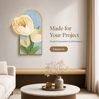 Panneau mural LED en aluminium en forme de tulipe rose, art floral lumineux pour salon, entrée, hôtel, art déco, intérieurs modernes
