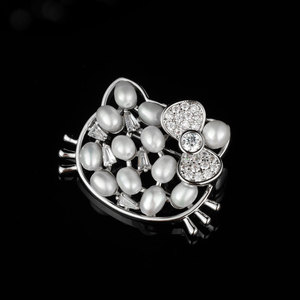 Muyu <b>Cat</b> Brooch Freshwater Pearl Zinc Alloy Women's Fashion Pin <b>Gift</b> - Product Image 2
