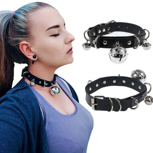 Harajuku-Collier en cuir PU exagéré et sexy, collier ras du cou en forme de cloche pour fille punk, collier ras du cou en cuir sexuel - Product Image 1