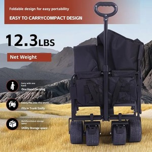 Carrello da Campeggio Pieghevole a Quattro Ruote in Acciaio per Esterni, con Seduta Reclinabile per Picnic e Campeggio - Product Image 2