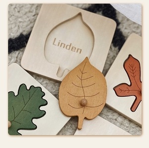 Juego de rompecabezas de hojas Montessori - Juguete educativo de madera con forma de hoja para niños pequeños - Product Image 6