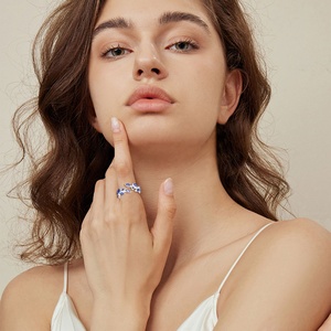 Оптовая продажа, женские изящные серебряные модные ювелирные изделия с открытым листом, кольцо из серебра <span class=keywords><strong>925</strong></span> пробы - Product Image 4