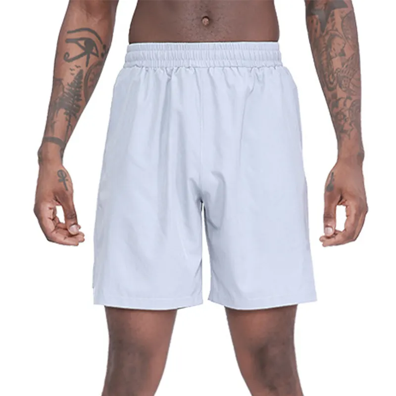 Celana pendek kebugaran untuk pria, grosir, elastis, pinggang, lari, kebugaran, binaraga