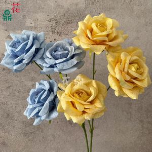 Rosas Artificiales de Seda Hua Ding, 3 Cabezas Redondas, Decoraciones de Pared para Bodas - Product Image 3