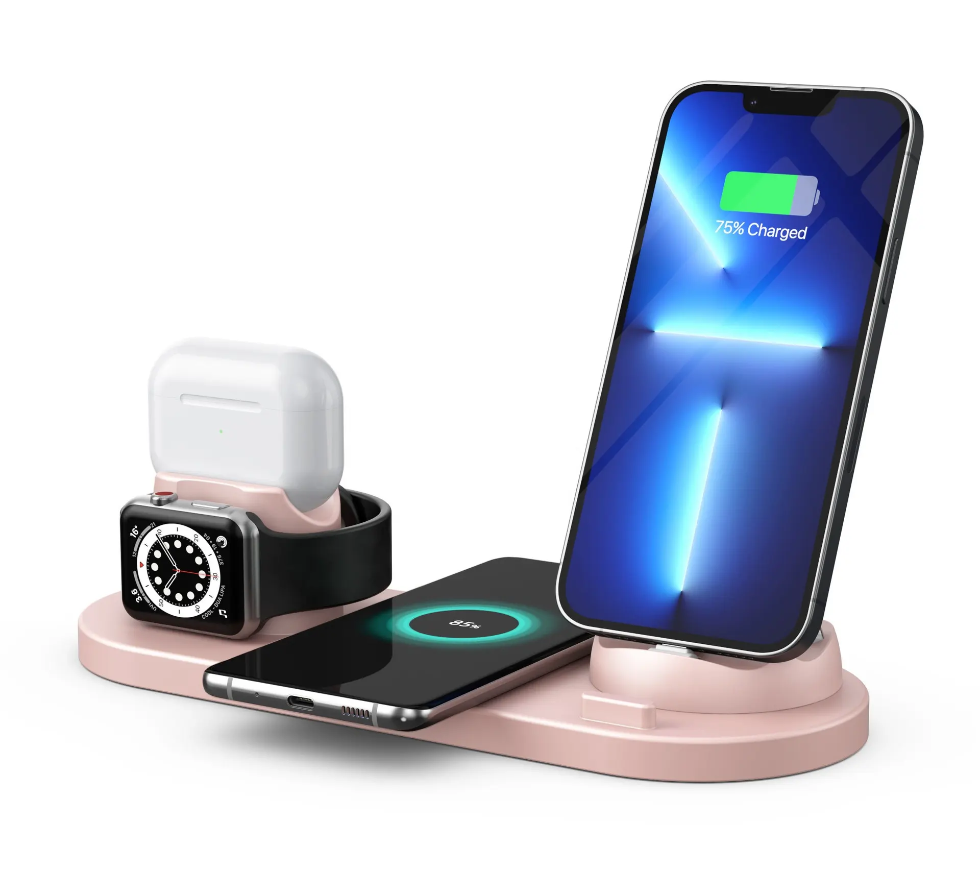베스트 셀러 2023 무선 충전기 4 in 1 무선 고속 충전 애플 시계 및 모든 휴대 전화 용 에어 팟 아이폰 14