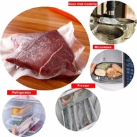 Sachet plat gaufré sous vide à trois soudures latérales, compostable et biodégradable, en nylon LDPE sans BPA, pour viande et aliments surgelés
