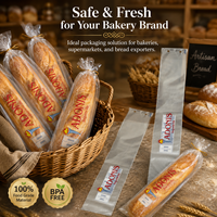 Sac d'emballage pour baguette en OPP micro-perforé imprimé sur mesure, sac en polyéthylène transparent respirant pour pain français, pour boulangerie