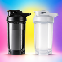 Bouteille shaker à protéines en PP écologique sans BPA avec boule mélangeuse et couvercle à clapet, logo personnalisé, vente en gros pour la gym et le sport