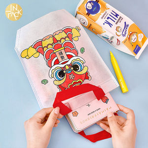 Dalam Pak DIY Graffiti anak mewarnai gambar Natal bukan tenun kain tas hadiah kustom tas belanja bukan tenun Logo dengan pegangan - Product Image 4