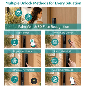 SJJ WiFi Full <strong>Auto</strong> Smart <strong>Lock</strong> for Wood Cloud TTLock Tuya Face Recognition Palm Vein Peephole Camera Video Intercom <strong>Remote</strong> Unlock - Product Image 2