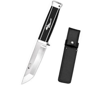 Cuchillo de Hoja Fija de Acero AUS-10 Estilo Japonés, Mango de Madera de Ébano con Incrustaciones de Pez Koi, Cuchillo de Caza y Supervivencia Hecho a Mano con Funda - Product Image 1
