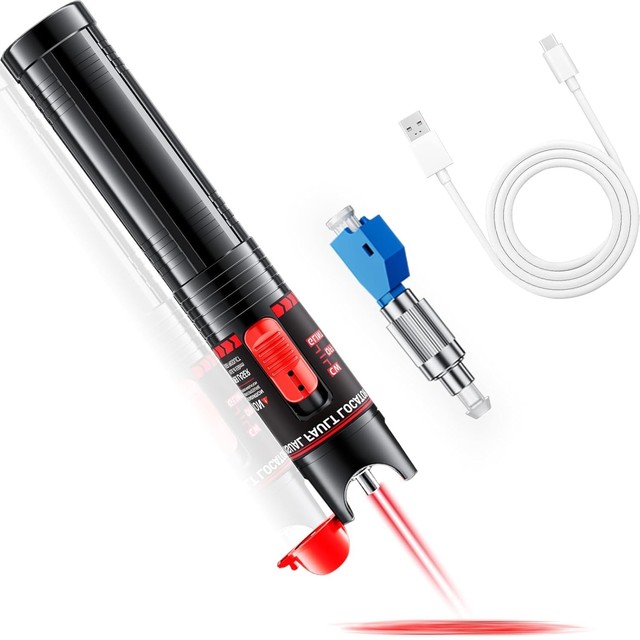 OEM ODM 3050KM VFL Fiber Optic Tester Rechargeable with FC Male to LC Female Adapter