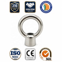 Écrou à œil de levage en acier inoxydable 316, norme marine JIS1169, filetage BSP BSF UNC de 6 mm (1/4 pouce), accessoires de gréement pour bateaux, yachts et navires