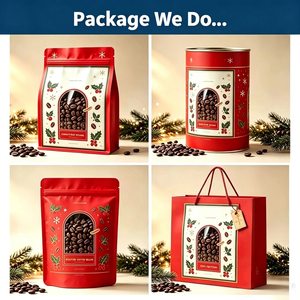 Sachet Doypack Personnalisé pour Café de Noël, Rouge avec Motif Aiguilles de Noël, Fermeture Éclair, Qualité Alimentaire, BOPP Stratifié, Impression Numérique - Product Image 5