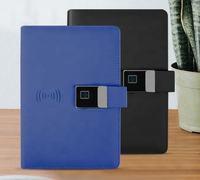 Carnet en cuir avec chargeur sans fil intégré pour voyages d'affaires, personnalisable avec logo