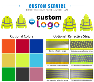 سترة السلامة الخارجية XZL عالية الوضوح بشعار مخصص، خامة متينة مسامية، مقاومة للماء وعاكسة عالية السطوع للاستخدام الليلي - Product Image 4