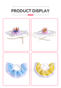 Disfraces de princesa gato, sombrero de cumpleaños, conjunto de bufanda, lindo encaje, gato, Bandana, Tiara, corona de gato, <span class=keywords><strong>accesorios</strong></span> - Product Image 6