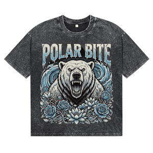 New Wholesale Custom Trendy Polar Bear Design Print T-shirt for <b>Men</b> Cotton Acd Wash Garment Dye Tees Clothing Hot Supplier - Product Image 1
