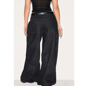 Özel Bootcut kot kadınlar ham Baggy Stack pantolon Denim kot kadınlar için kenar Denim kot Baggy - Product Image 2