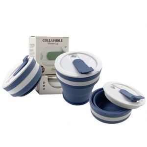 Outdoor Drinkware Portable 12oz Collapsible Silicone <b>Cups</b> Folding Camping <b>Cup</b> Foldable Reusable Travel to Go Coffee Mug With Lid - Product Image 1