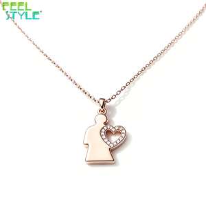 Collier pour père plaqué or en acier inoxydable avec pendentif cœur pavé de zircone cubique, résistant au ternissement, cadeau de bijoux pour papa - Product Image 3