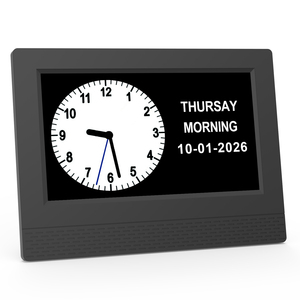 Horloge parlante intelligente de 7 pouces, calendrier numérique, horloge pour personnes âgées atteintes d'Alzheimer, gradation automatique, 10 langues, 21 rappels quotidiens, MP4/AVI - Product Image 6