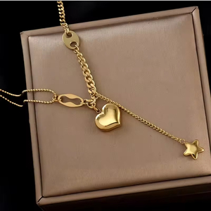 Mode Lariat Colliers Chaîne <span class=keywords><strong>En</strong></span> Acier Inoxydable Amour Coeur Charme Pendentif Collier Bijoux <span class=keywords><strong>En</strong></span> Acier Inoxidable pour les Femmes - Product Image 3