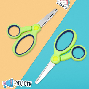 Green And <b>Blue</b> Stainless Steel Paper Scissors Straight Head For Home Office Student Use 2cr13 <b>Material</b> - Product Image 2