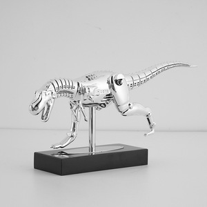 Figura de Dinosaurio de Resina Mecánica Lista para Enviar, Tiranosaurio Rex Cromado Plateado, Adorno de Escritorio, Regalo Geek - Product Image 4
