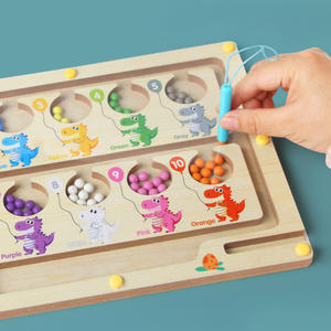 Perle en bois <span class=keywords><strong>labyrinthe</strong></span> jouet couleur Classification numéro comptage dinosaures légumes Fruits cognitif enfants jouet éducatif - Product Image 4