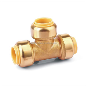 Push on three-way brass valve fittings