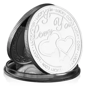사랑해 창조적 인 선물 실버 금도금 기념품 동전 내 마음이 당신을 위한 사랑으로 터져 기념 동전 선물