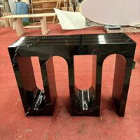 Table console d'angle en marbre Emperador foncé pour salon, porche, couloir, décoration intérieure