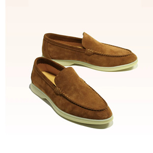 Mocassins en <span class=keywords><strong>daim</strong></span> pour hommes, chaussures décontractées à enfiler, bout rond, style minimaliste, semelle légère, coloris blanc, <span class=keywords><strong>beige</strong></span>, marron, marine, gris - Product Image 1