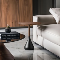 Table basse de salon haut de gamme minimaliste italienne en bois massif avec plateau en noyer, design créatif