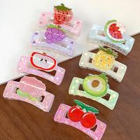 Pinces à cheveux Tengxing robustes en acrylique, peintes à la main, avec motifs de raisins, de fraises et de cerises, pour femmes