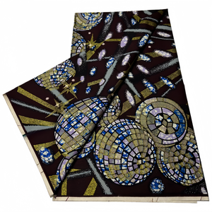 100% שעווה סופר אפריקאי דפוס שעווה סופר אפריקאי זהב בד כותנה אמיתי של בד עץ שעווה אנקרה - Product Image 5