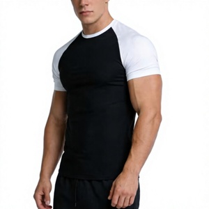 Camiseta Deportiva Casual para Hombre, Cuello Redondo, Manga Raglán, Corte Regular, Color Negro y Blanco, Tejido de Punto, Diseño Ecológico - Product Image 3