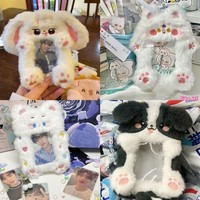 Porte-cartes photo Kpop mignon en peluche, pendentif en forme d'animal de dessin animé (chat, chien), 3 pouces, super doux, rembourrage en liège