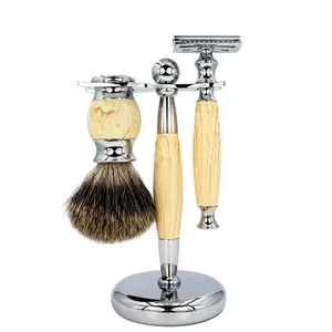 Luxury solid wood handle shaving razor shaving brush shaving kit for men