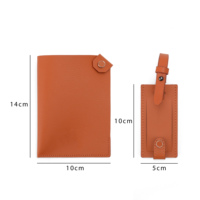 Ensemble de porte-téléphone, porte-passeport et étiquette de bagage en cuir PU souple imperméable personnalisé avec blocage RFID pour les voyages d'affaires, homme et femme